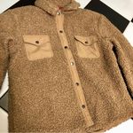 ONIA NWT Sherpa Oversized Shacket Camel Light Brown Tan Nylon Furry Jacket XL Photo 7