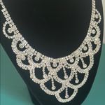 Stunning Prom Bridal Formal Wear Silver and Rhinestone Statement Bib Necklace Photo 1