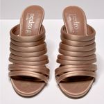 Pedro Garcia Women's Satin Dusty Rose Pink Multi Band Mules Sandals Size 37 Tan Photo 1