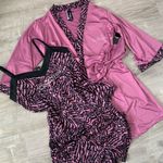 Bebe *NWT  Animal Print Zebra Pink Pajama Set with Matching Belted Robe Photo 4