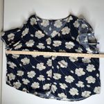 CHAPS  Floral Blouse Size 3X Navy Lightweight Boho Stretch Office Comfy Boho Photo 10
