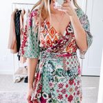 ZARA Green Multi Color Pattern Patchwork Floral Mini Dress Photo 2
