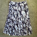 Time And Tru 🦋  White Purple Blue Pleated Midi Skirt Medium Photo 0