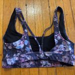Athleta Exhale Printed Sports Bra Women XS Purple Strappy Watercolor Floral Photo 1