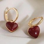Love heart dangle drop earrings for women Gold Photo 0