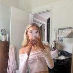 Off the Shoulder Pink Sweater Photo 1