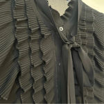 Bailey44 BAILEY / 44 Black Sheer Ruffle Long Sleeve Blouse Womens Small​ Photo 4