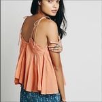 Free People Birds in the Sky Tank Top Bobo Babydoll Coral Pink Shoulder Tie L Photo 1