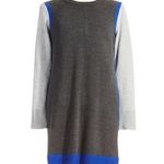 Eliza J Contrast Trim Sweater Dress size XL Grey Cobalt Blue Long Sleeves Photo 0