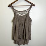Free People Eyelet Crochet Lace Babydoll Swing Tank Taupe Size M Photo 3
