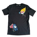 Love moschino Rare Womens Size 4 Black Graphic Embroidered Tee Photo 2