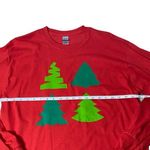 Gildan Green Christmas Trees Graphic Holiday Long Sleeve Red Shirt Size Large Photo 1