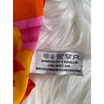 Liz Claiborne Vintage  Scarf Silk Floral‎ Print Bright Orange Pink Women's Photo 4