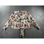 Ophelia Roe  Floral Blouse‎ Women Small Front Tie Sheer Long Sleeve Mock Neck Top Photo 1