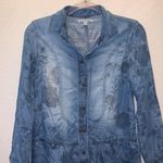 American Eagle  Outfitters blue floral denim long sleeve mini dress Photo 1