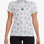 Bad Birdie Desert Hazard Short Sleeve golf Polo Shirt cactus print size small Green Photo 0