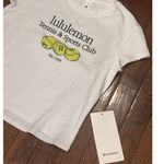Lululemon XS Organic Cotton Baby Tee Tennis & Sports Club White NWT Preppy 1998 Photo 9