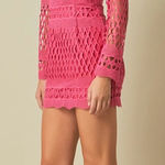 Anthropologie Endless Rose LONG SLEEVE CROCHET MINI‎ DRESS size large NWT Photo 0