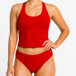 Ativa Red Racerback Tankini Two Piece Swimsuit Top sz 8 Bottom Sz 6 Sporty Photo 0