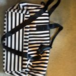 Alice + Olivia black and white striped duffle bag Photo 5