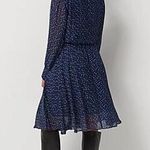 Jason Wu J Navy Blue Polka Dot Faux Wrap Shirred Skirt Dress Size L Photo 1