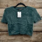 Olivaceous  Teal Fuzzy Crop Top Photo 0