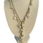 Vintage Sterling Silver Baroque Pearl Y Drop Necklace Collar Estate Adj 17" READ Photo 0