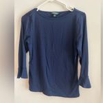 Ralph Lauren Navy Blue Top Size L 3/4 Sleeve Casual Shirt Photo 2