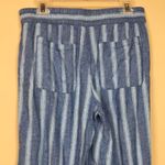 Old Navy  Women’s Linen Blend High-Rise Wide Leg Striped Blue White Pants Photo 5