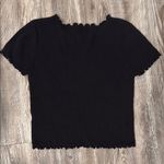 Brandy Melville  Black Ribbed Ruffle Trim Top Photo 3