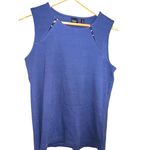 Rafaella Blue Sleeveless Knit Top Stud Detail Casual Solid Pullover Women L Photo 1