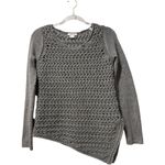 Helmut Lang  Asymmetrical Open Knit Sweater Wool‎ Cashmere Grey Size Small $425 Photo 2