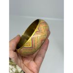 VTG Chevron Zigzag Colorful Rainbow Bangle Bracelet Gold Tone Retro Geometric 3" Photo 2