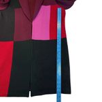St. John  Patchwork Colorblock Knit Wool Twill Coat in Caviar Ruby Multi Large Photo 9