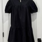 French Connection  Poplin Mini Dress Organic Cotton Puff Short Sleeve Black Small Photo 5