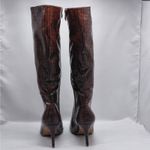 Alicepub Knee High Boots Women’s 9.5 Brown Croc Faux Leather Pointed Toe Zip Photo 10