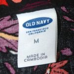 Old Navy Boho Peasant  Ladies M Black Floral Tunic Pintuck Blouse Top Tie Neck Photo 7