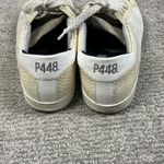 P448  John Low Top Snake Gold Sneakers Shoes Womens 37 US 6.5 7 Suede Glitter Photo 3