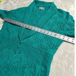 JM Collection  Crochet Jacket Women's Large Green Sweater Blazer Long Sleeves Photo 6