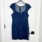 Free People  Size‎ M Denim Bodycon Mini Dress Sweetheart Festival Coastal Cowgirl Photo 1