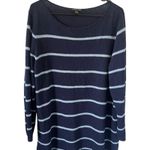 Eileen Fisher Midnight Blue Striped Alpaca Blend Knit Sweater Photo 2
