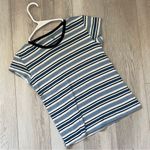 Brandy Melville  Striped Crew Crop Top Blue (One Size) baby tee stretchy fitted Photo 0