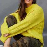 Anthropologie Bia Alpaca Blend Sweater Mock Neck Tunic Lime Yellow XS Oversized Photo 0