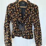 Free People Nicolette Velvet Floral Blazer with Bow black gold Photo 0