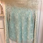 Super Cute Half Sheer Knitted Long Sleeve Blue Photo 1