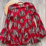 Free People red floral boho bell sleeve top Photo 5