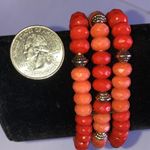 Peach Melon Color Multi Strand Beaded Boho Stretchy Bracelet Photo 1