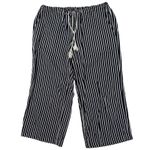 Ralph Lauren Linen Blend Wide Leg Pants Womens Medium Navy Blue White Stripe Photo 1