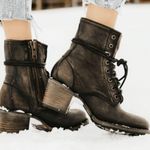 FREEBIRD by Steven 99202 “Cavalier” Brown Leather Lace Up Boots Women’s Size 7 Photo 0