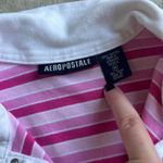 Aeropostale 2000s Y2K Pink Striped Long Sleeve Preppy Polo Womens Size Medium Photo 2